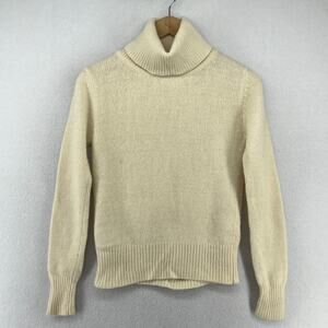 CARROLL REED Sweater S Turtleneck Lambswool Angora Pullover Jumper Cream HK VTG